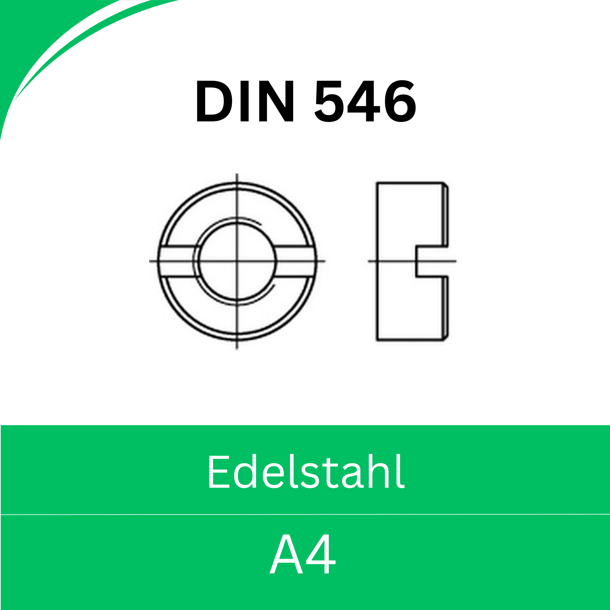 Bild für Kategorie ➤ Kategorie: DIN 546 ➤ Rundmuttern - Schlitzmuttern (Edelstahl A4)