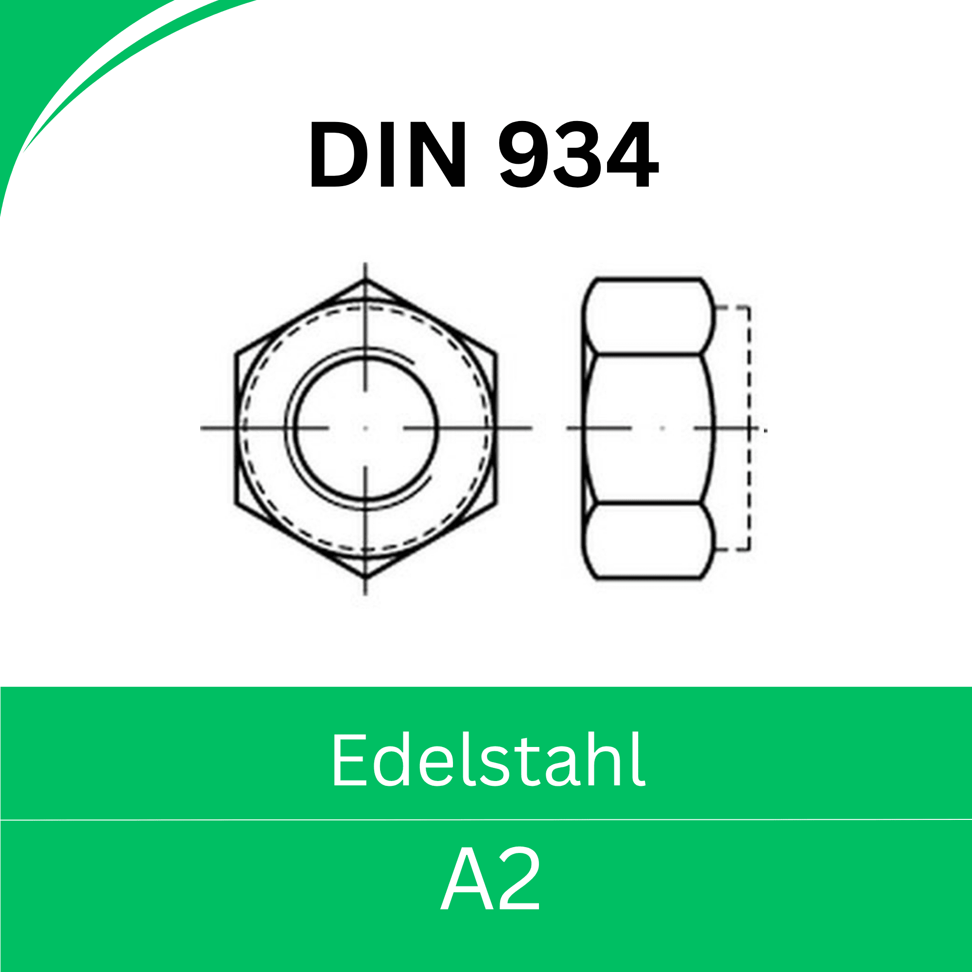 Bild für Kategorie DIN 934 Muttern ➤ Linksgewinde (Edelstahl A4)