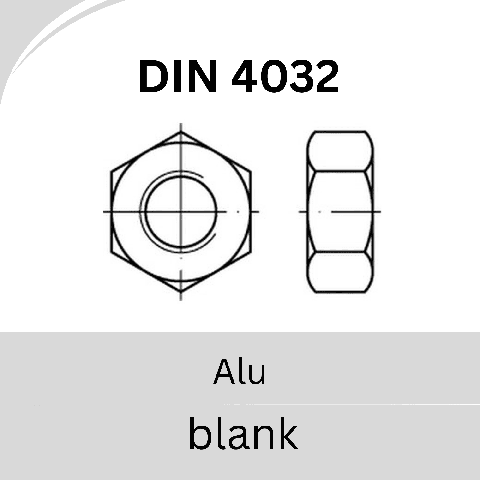 Bild für Kategorie ISO 4032 ➤ Sechskantmuttern (Alu blank)