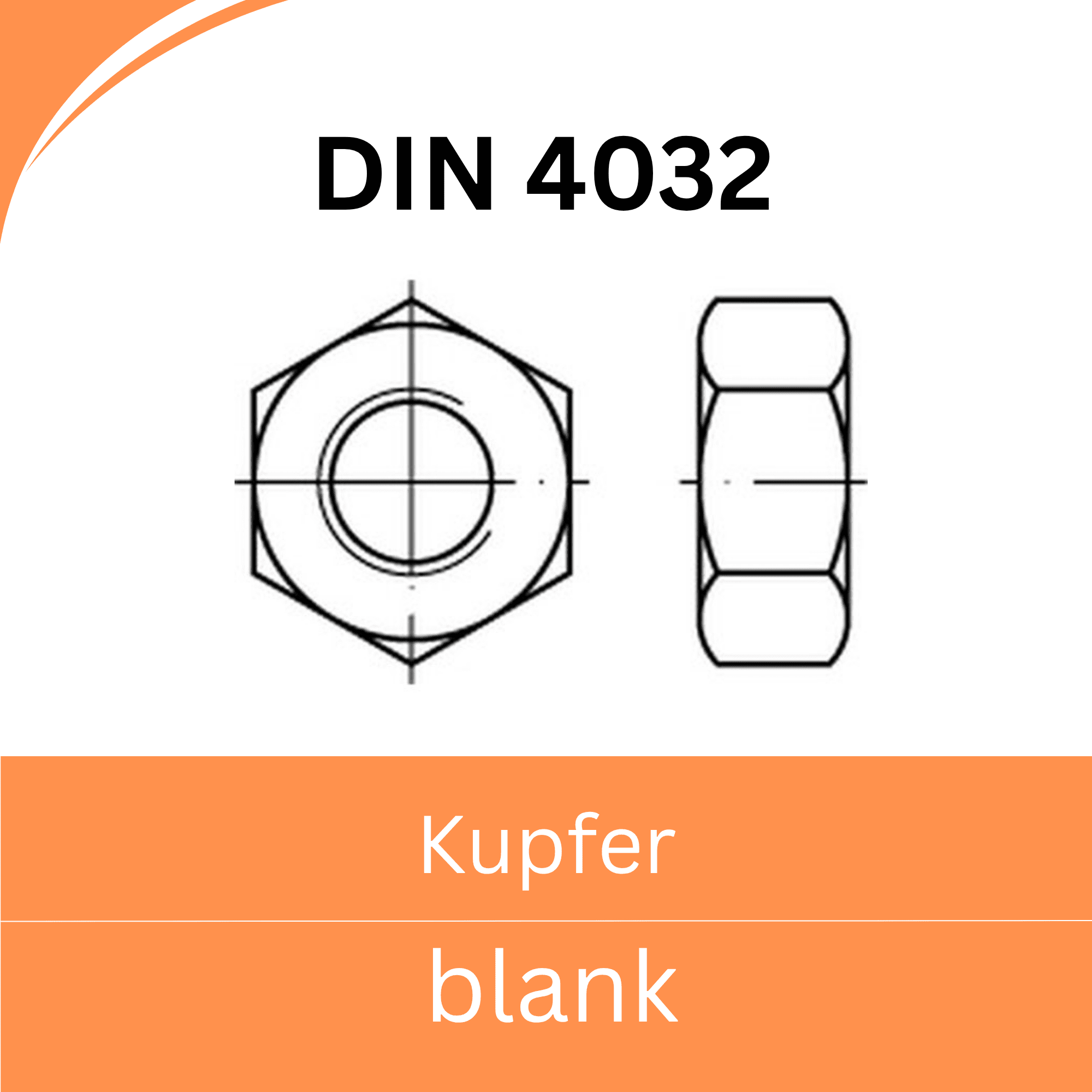 Bild für Kategorie ISO 4032 ➤ Sechskantmuttern (Kupfer blank)