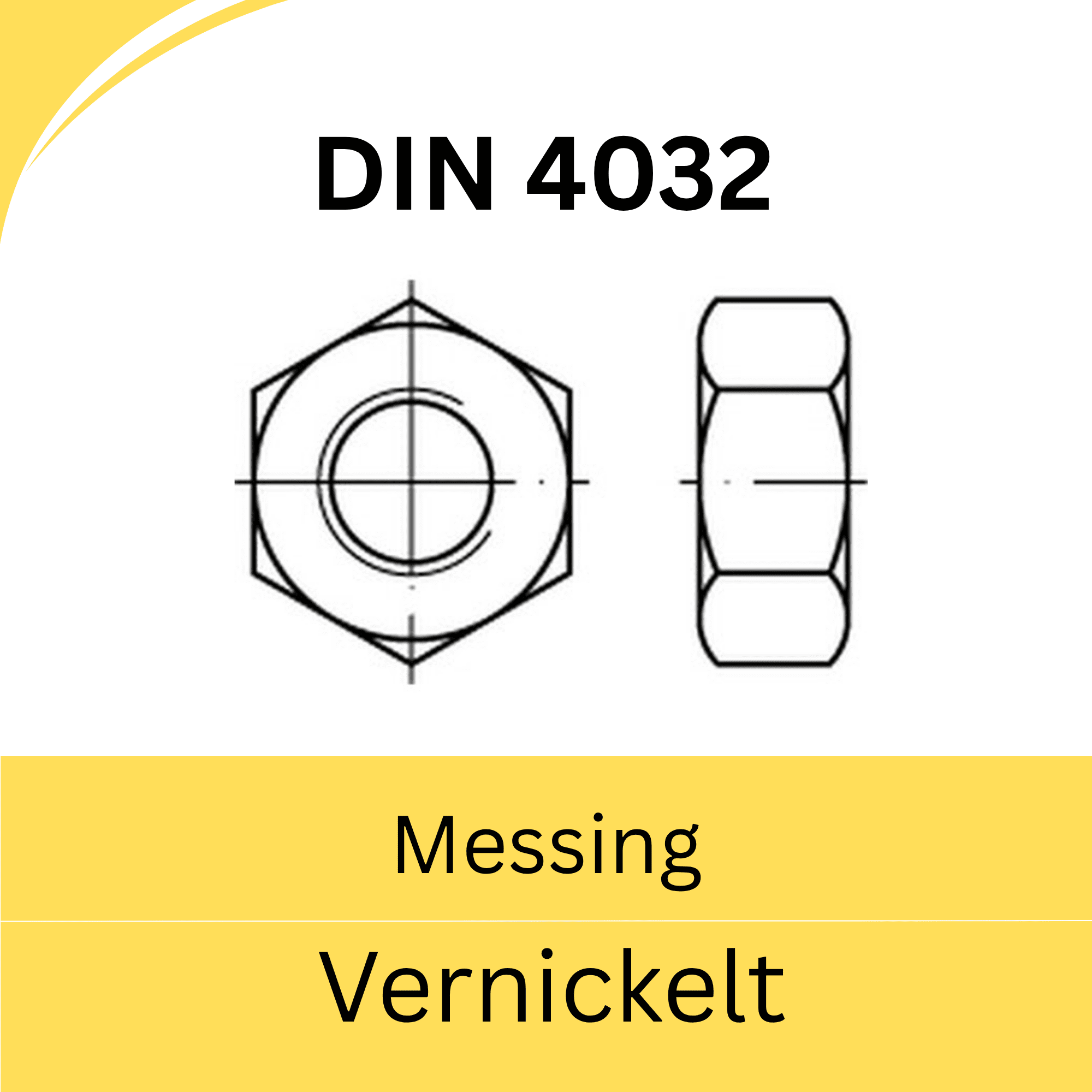 Bild für Kategorie ISO 4032 ➤ Sechskantmuttern (Messing vernickelt)