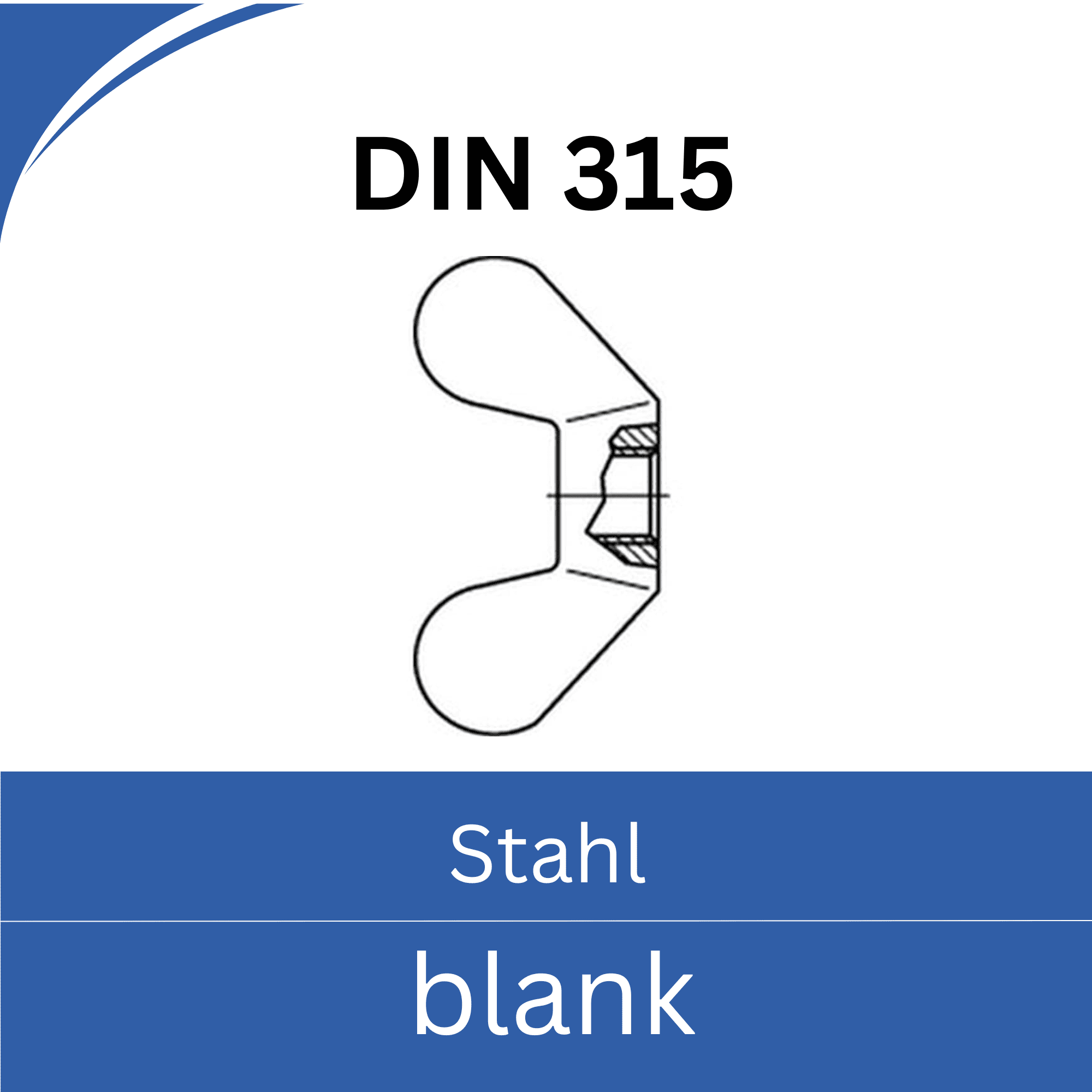 Bild für Kategorie DIN 315 ➤ Flügelmuttern - deutsche Form (Stahl blank)
