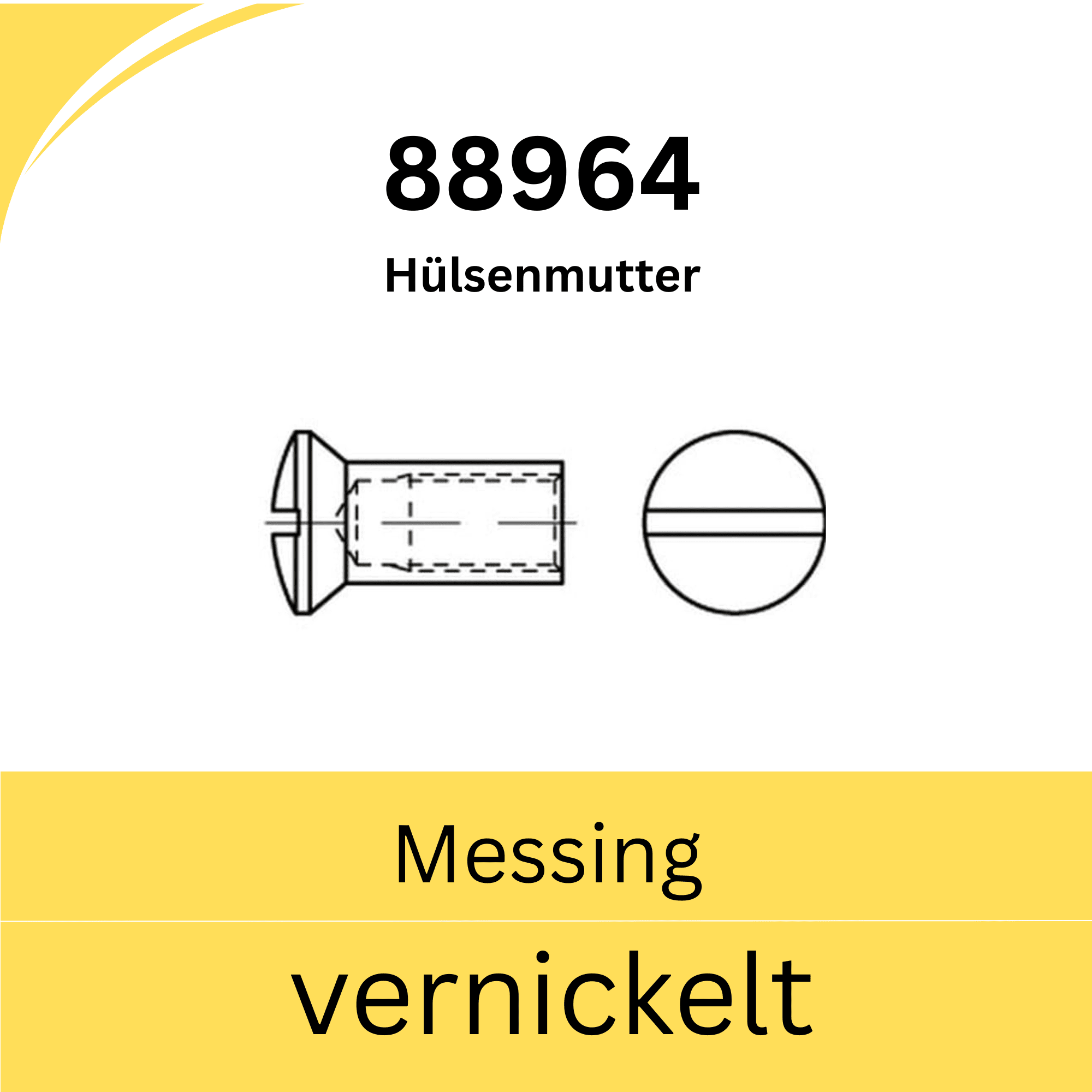 Bild für Kategorie ART 88964 ➤ Hülsenmuttern (Messing vernickelt)