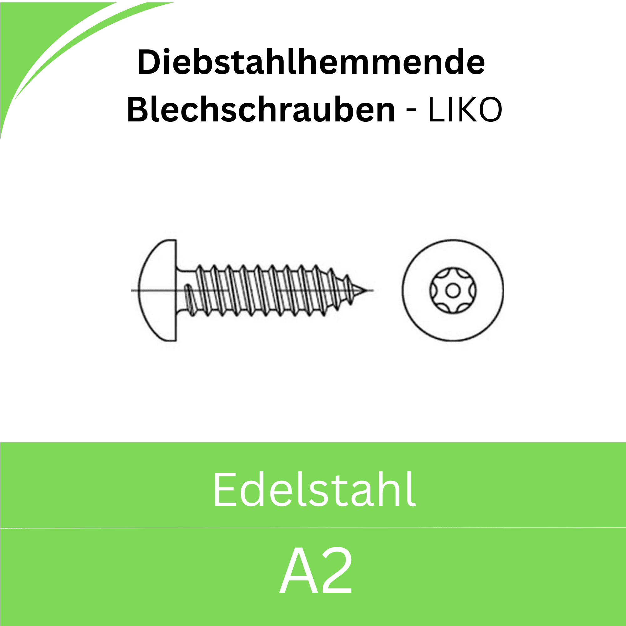 Bild von Diebstahlhemmende Blechschrauben mit PIN-ISR, Liko (Edelstahl A2)