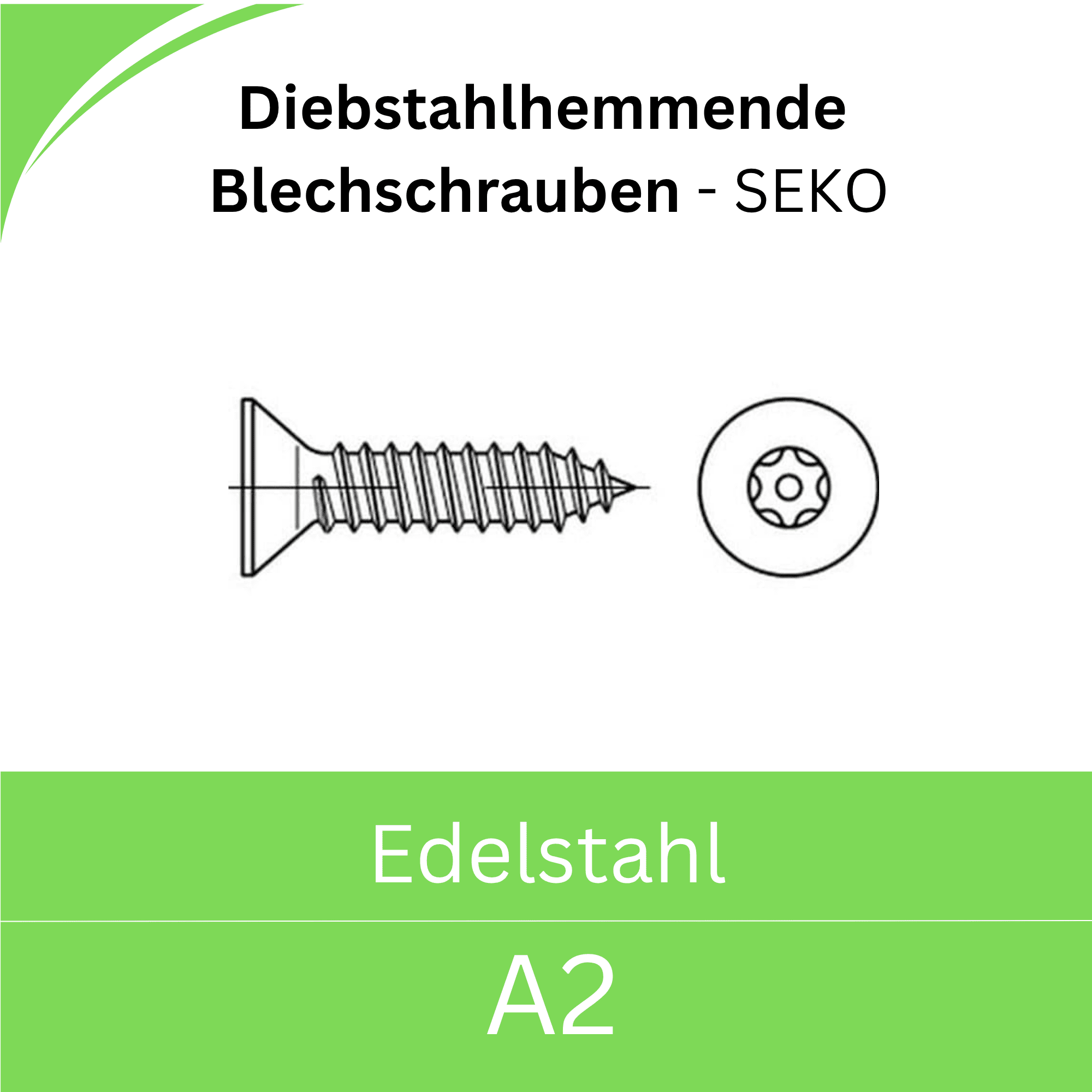 Bild von Diebstahlhemmende Blechschrauben mit PIN-ISR, Seko (Edelstahl A2)