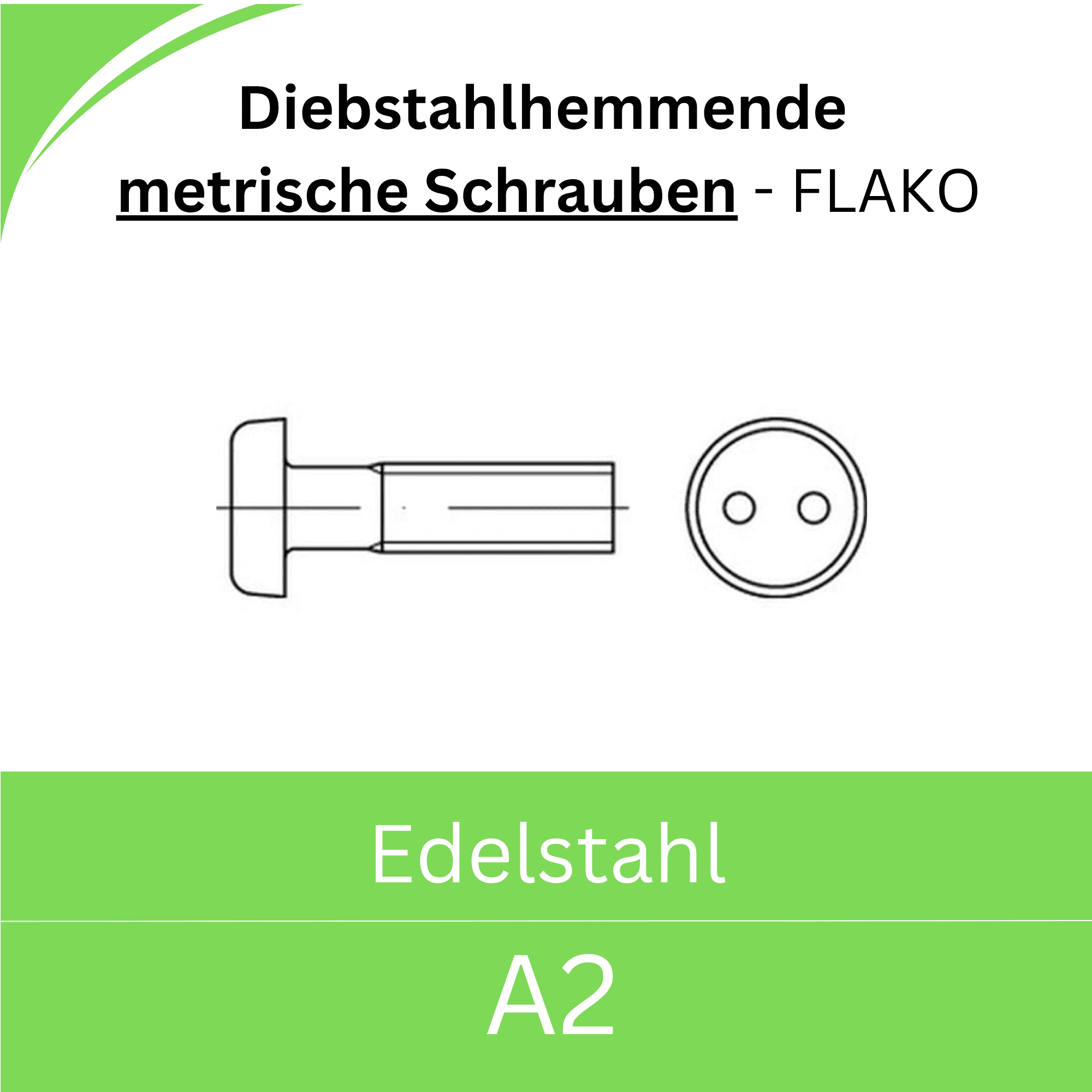 Bild von Diebstahlhemmende metrische Schrauben mit Zweiloch, Flako (Edelstahl A2)