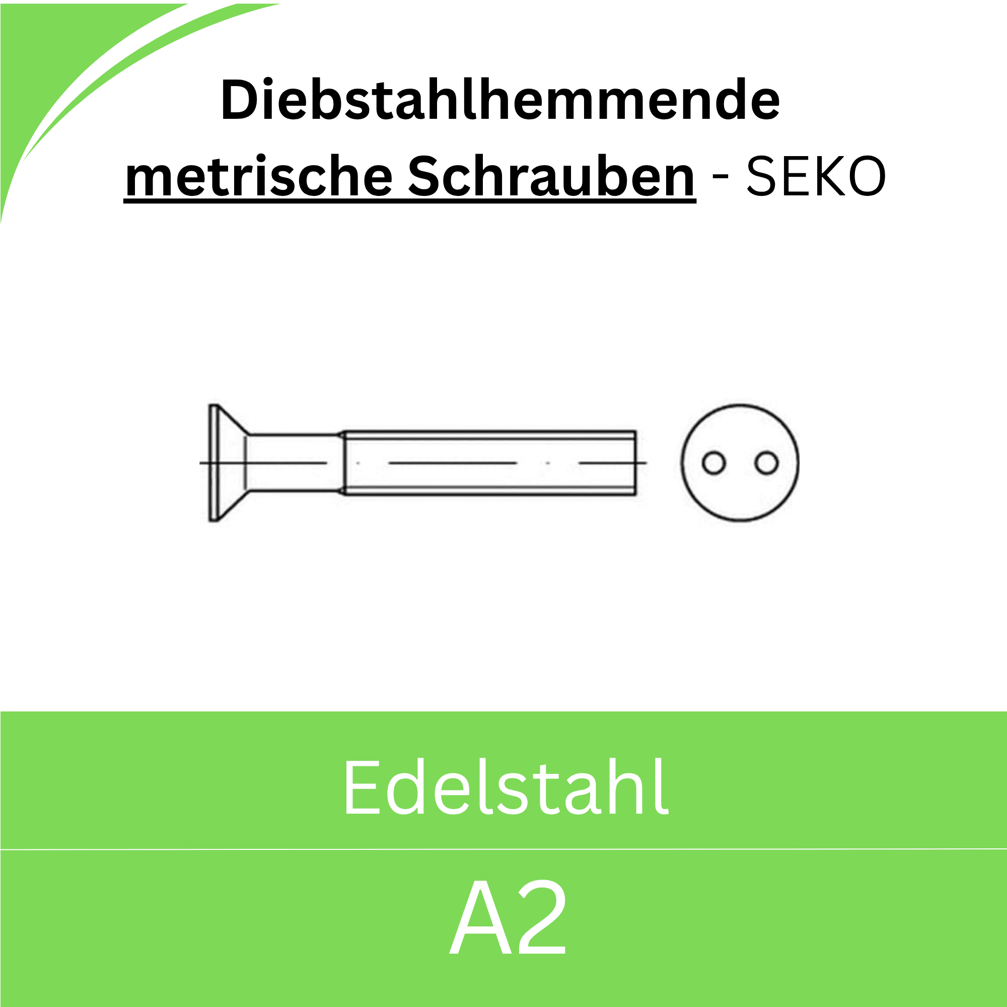 Bild von Diebstahlhemmende metrische Schrauben mit Zweiloch, Seko (Edelstahl A2)