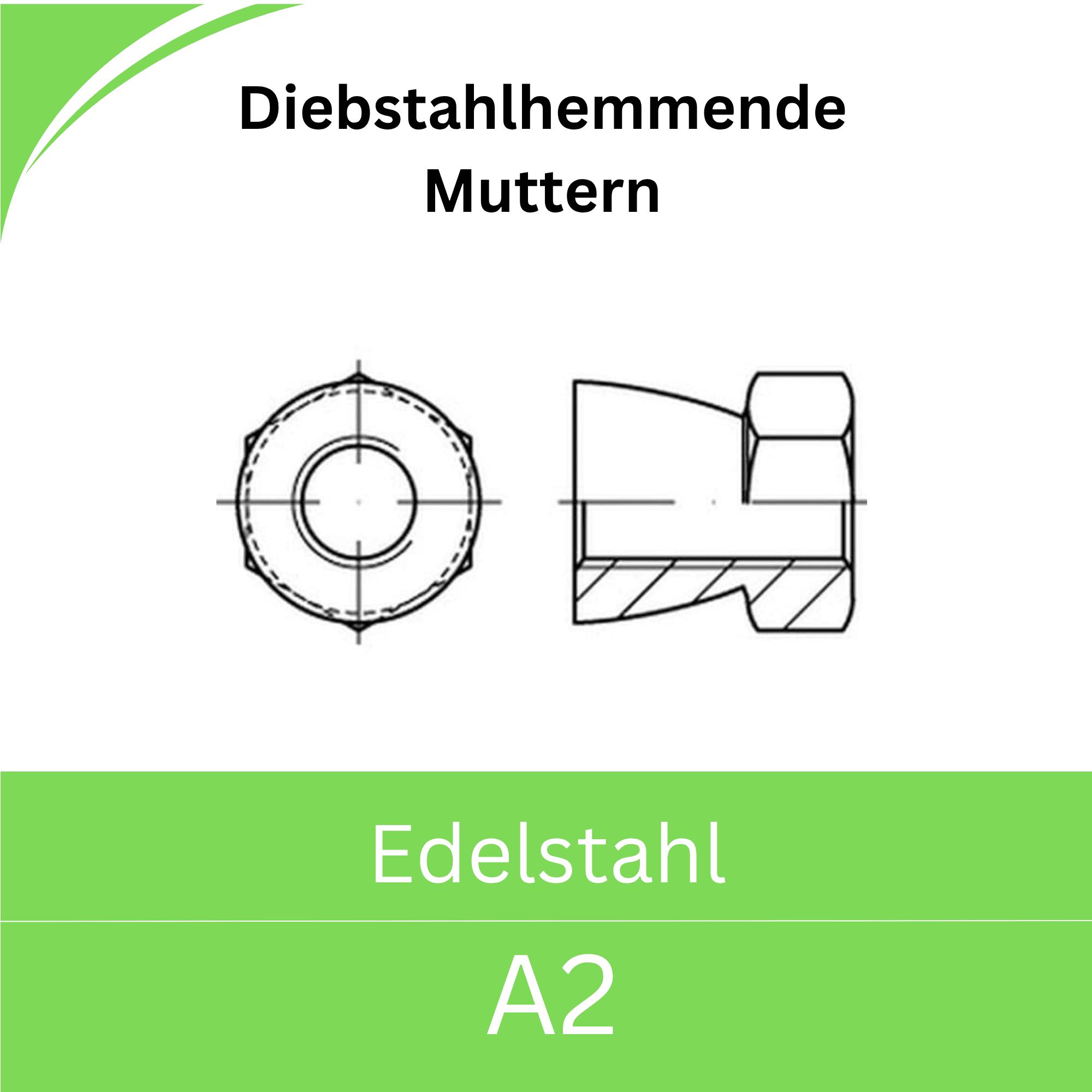 Bild von Diebstahlhemmende Muttern/Abreiß-Muttern (Edelstahl)