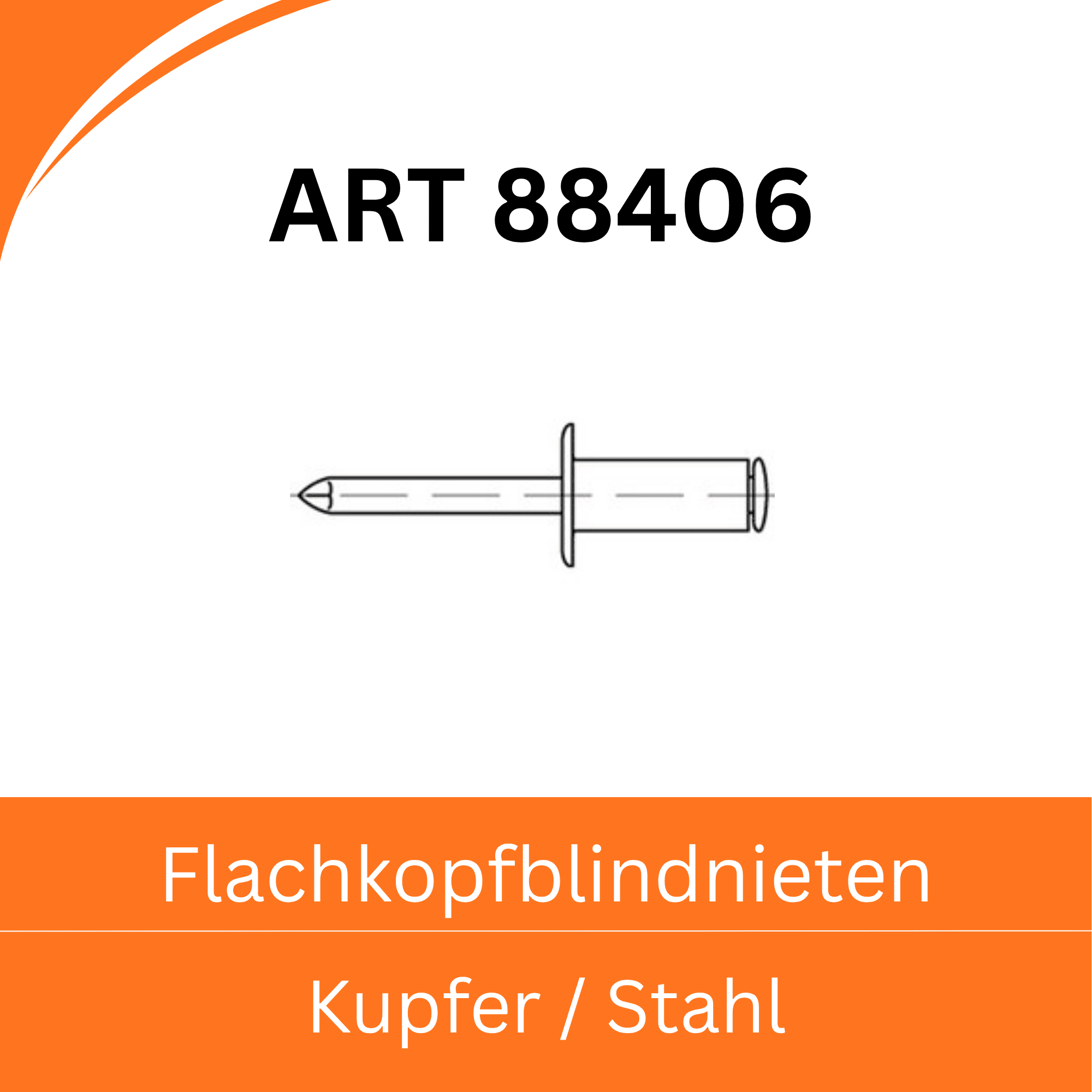 Bild für Kategorie ART 88406 ➤ Blindnieten - Flachkopf - (Kupfer/Stahl)