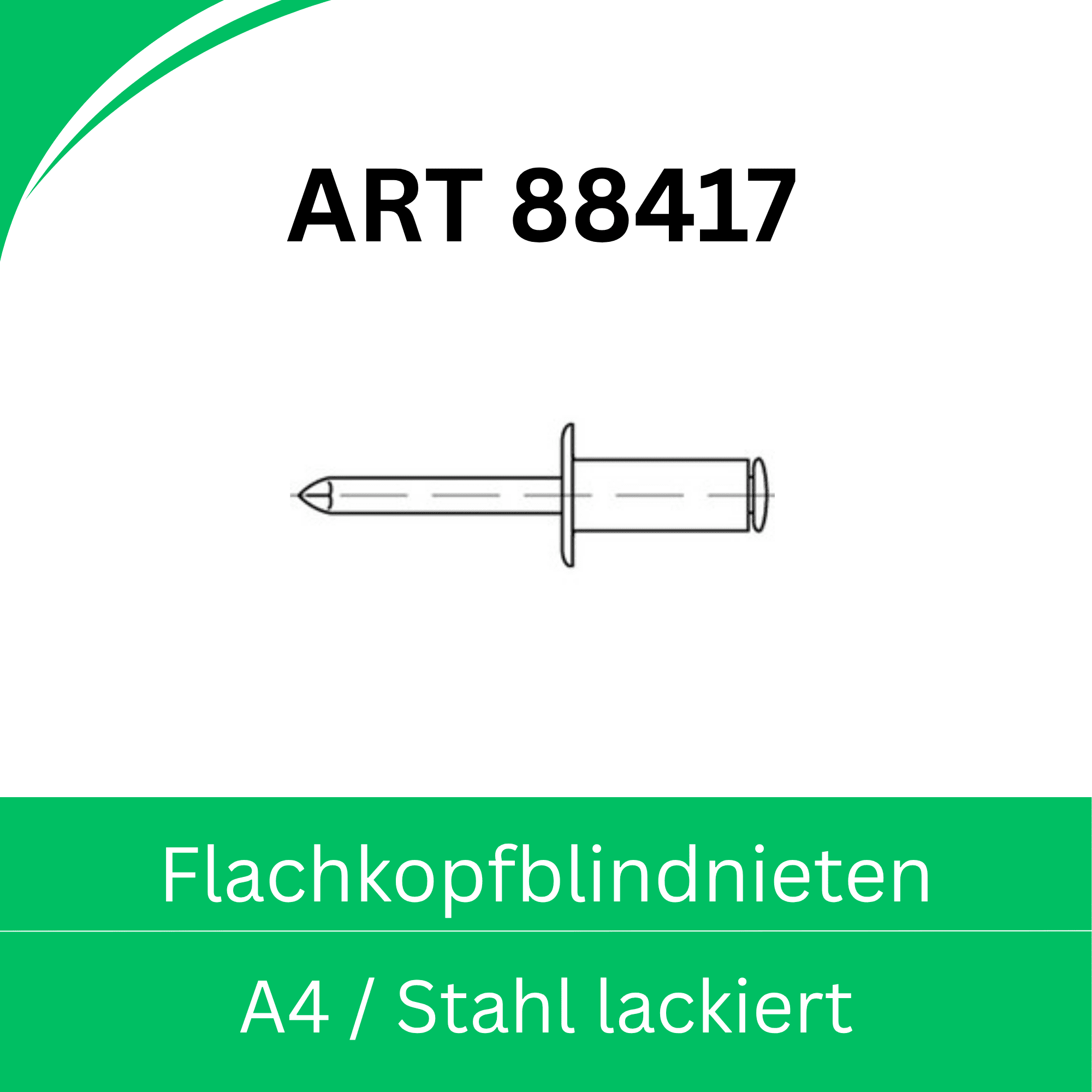 Bild für Kategorie ART 88417 ➤ Blindnieten - Flachkopf - (Alu/Stahl - lackiert)