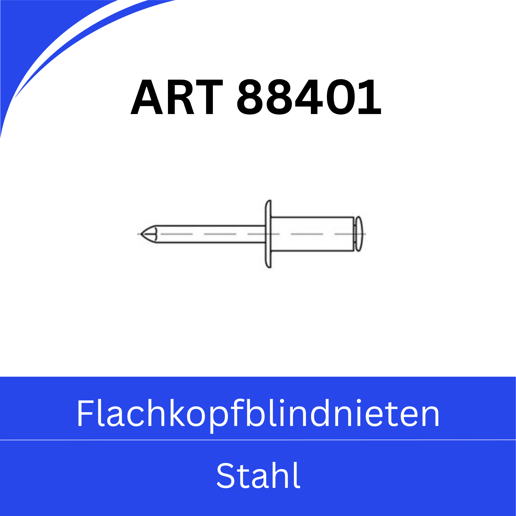 Bild für Kategorie ART 88401 ➤ Standard-Blindnieten -Flachkopf- (Stahl/Stahl)