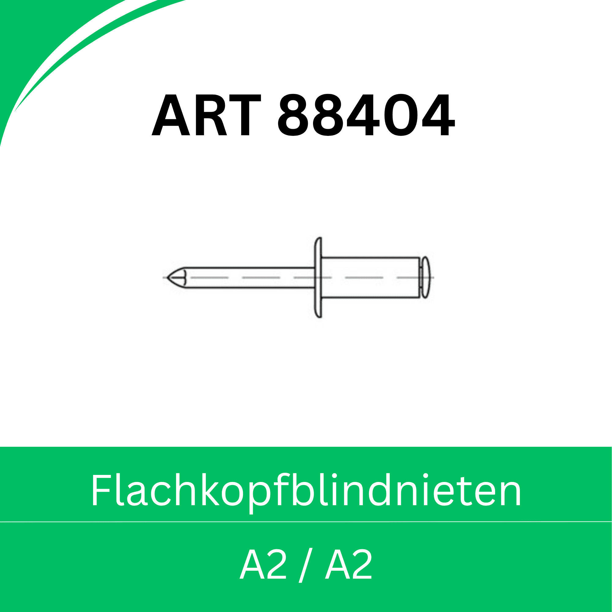 Bild für Kategorie ART 88404 ➤ Standard-Blindnieten -Flachkopf- (A2/A2)