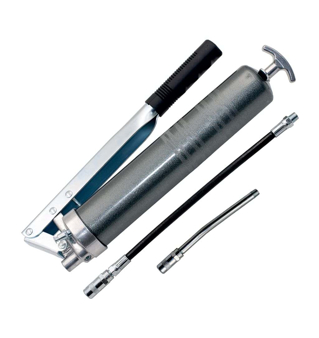 Bild von Handhebel-Fettpresse mit Panzerschlauch und Düsenrohr