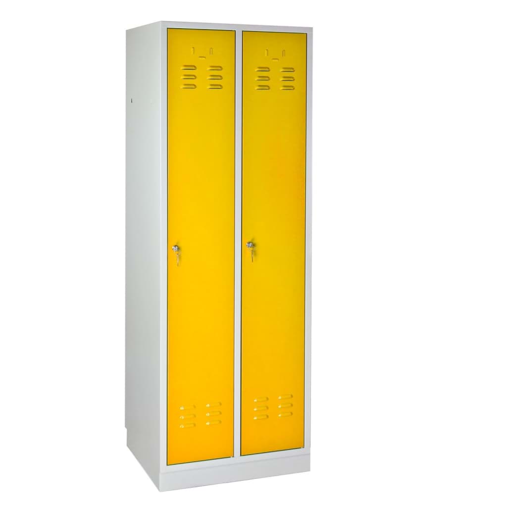Bild von Garderobenschrank 2-türig / Korpus RAL 7035  / Tür RAL 1021 / Maße:BxTxH = 600mm x 500mm x 1775mm