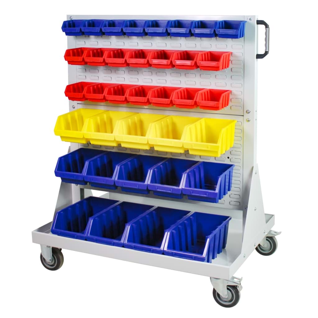 Bild für Kategorie Rollwagen mit 4 Schlitzplatten 72 Sichtlagerkästen