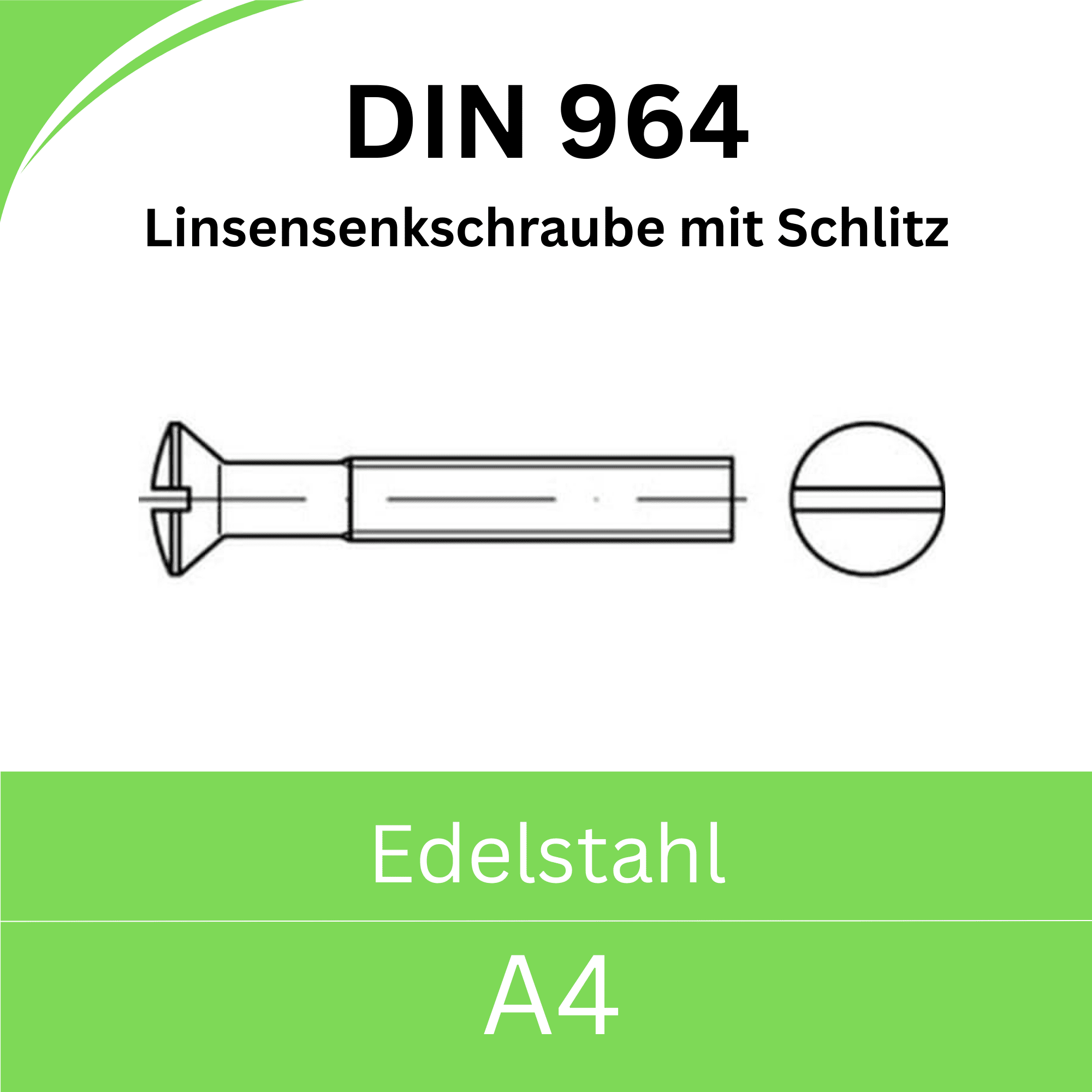 Bild von  ➤ Kategorie: DIN 964 Linsensenkschrauben mit Schlitz (Edelstahl A4)