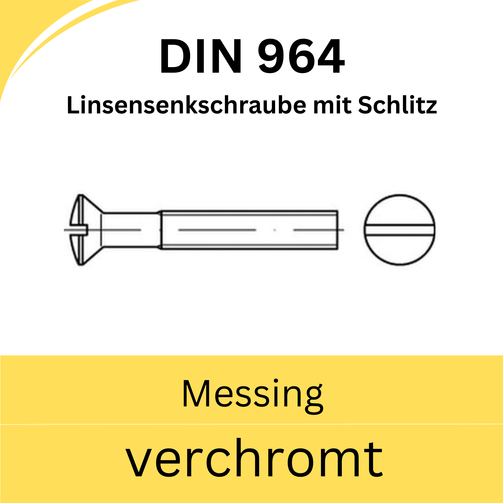 Bild von  ➤ Kategorie: DIN 964 Linsensenkschrauben mit Schlitz (Messing verchromt)