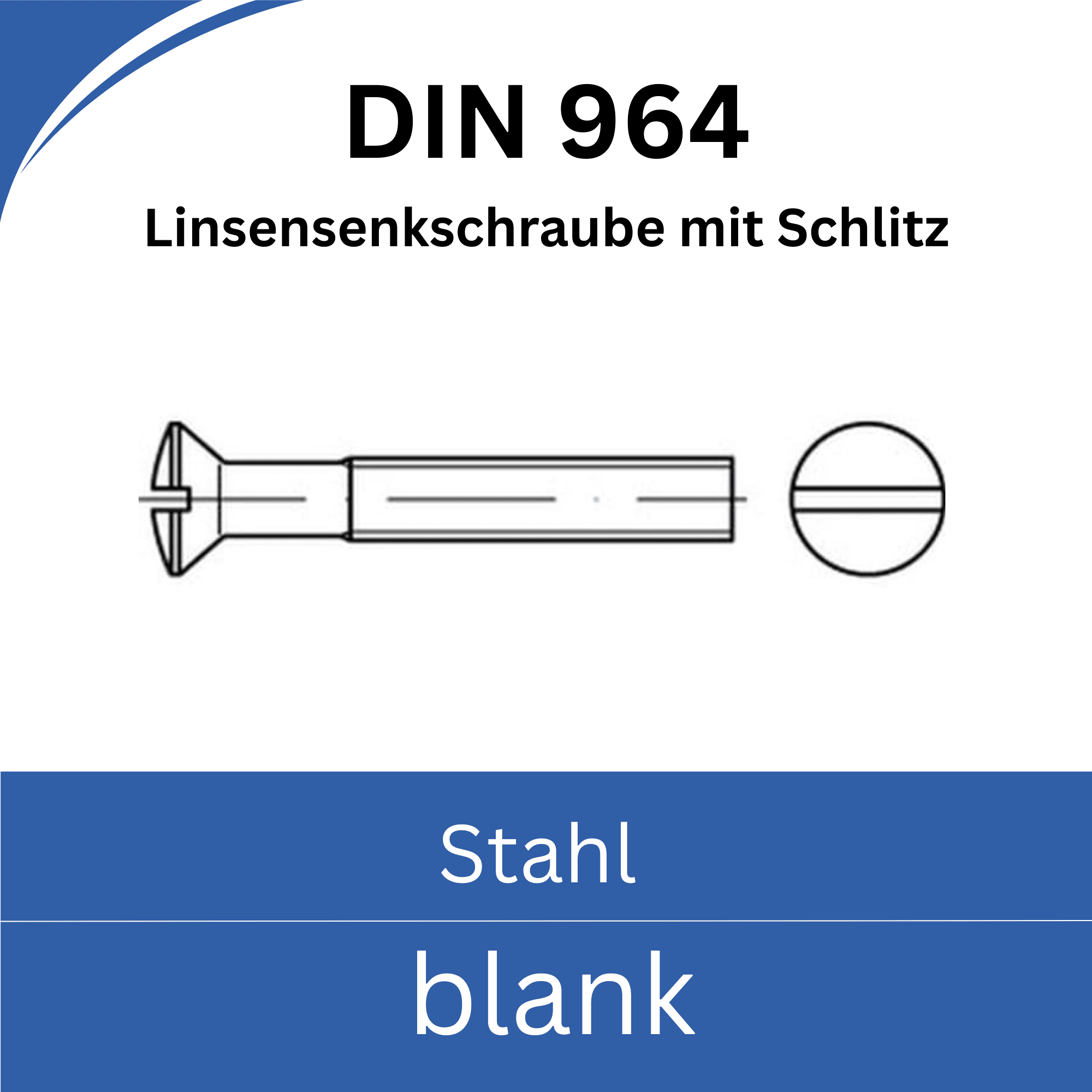 Bild von  ➤ Kategorie: DIN 964 Linsensenkschrauben mit Schlitz (Stahl blank)