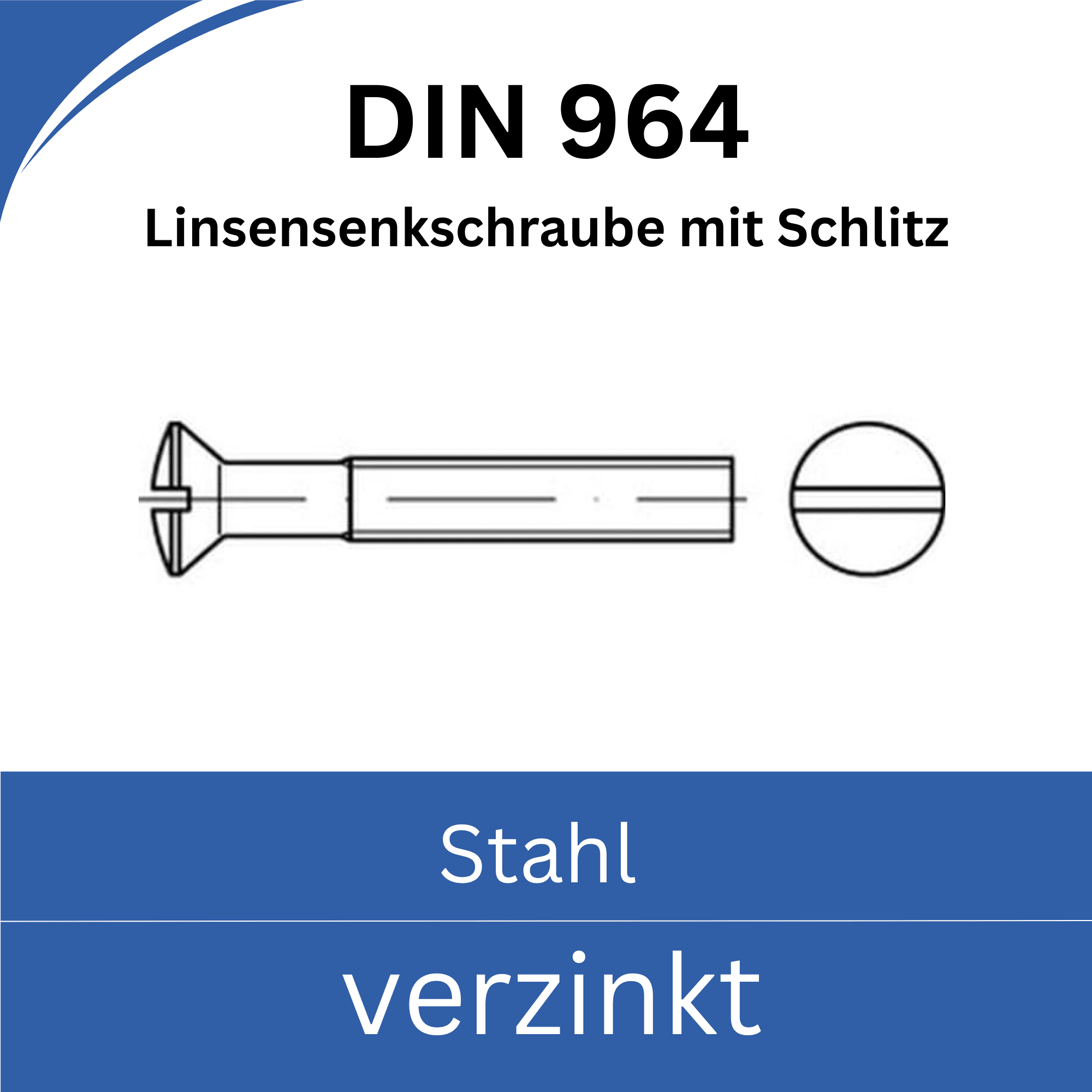 Bild von  ➤ Kategorie: DIN 964 Linsensenkschrauben mit Schlitz (Stahl verzinkt)
