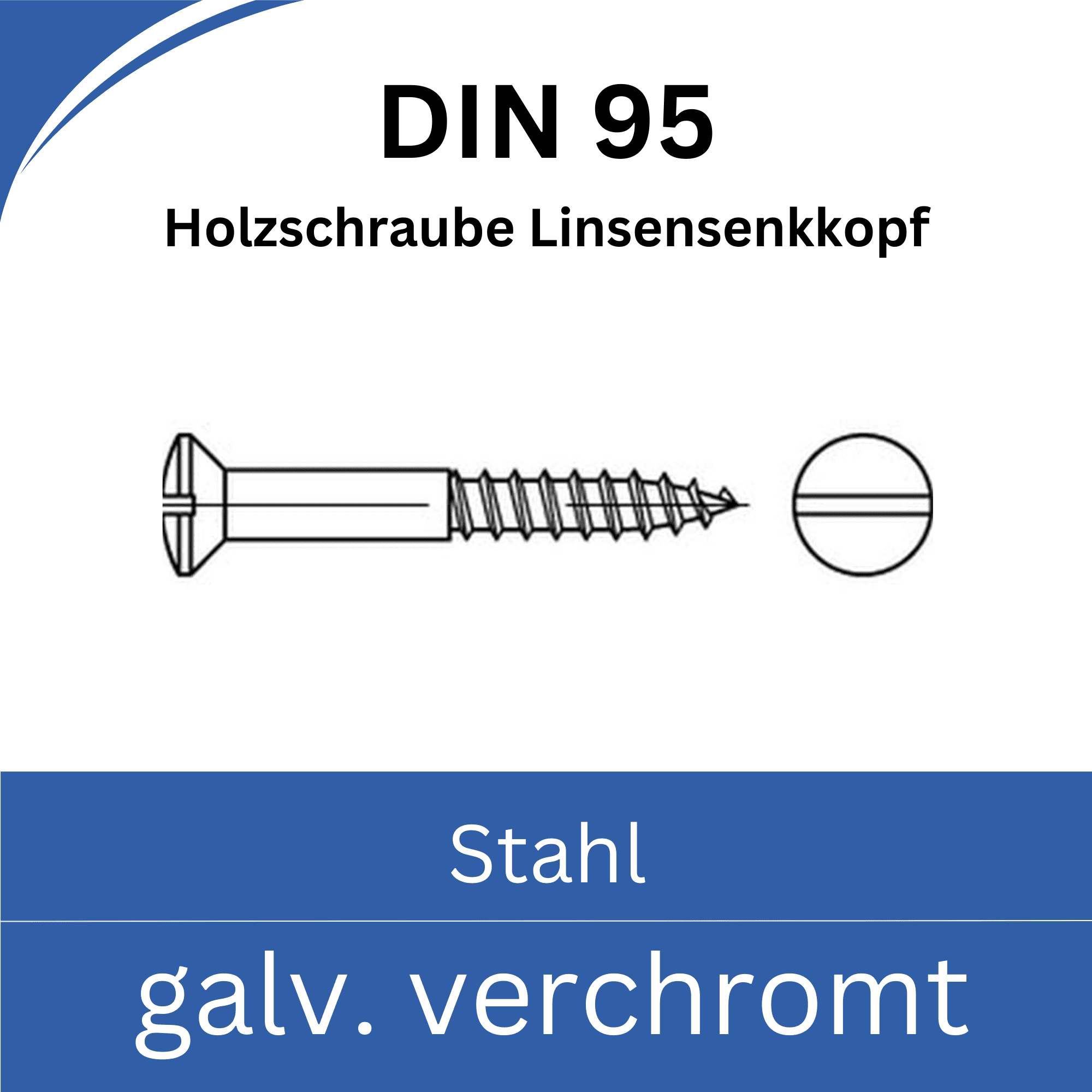 Bild von DIN 95 Holzschrauben mit Schlitz (galv. verchromt)