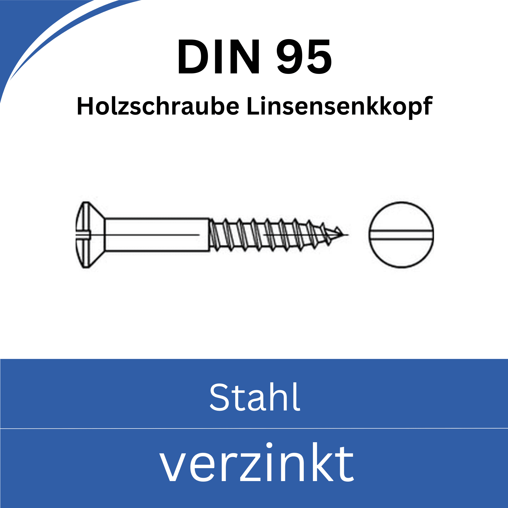 Bild von DIN 95 Holzschrauben mit Schlitz (Stahl verzinkt)