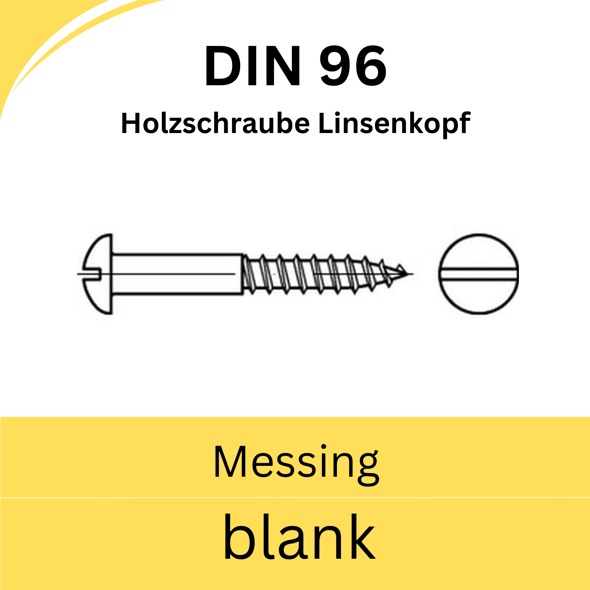 Bild von  DIN 96 Holzschrauben mit Schlitz (Messing blank)