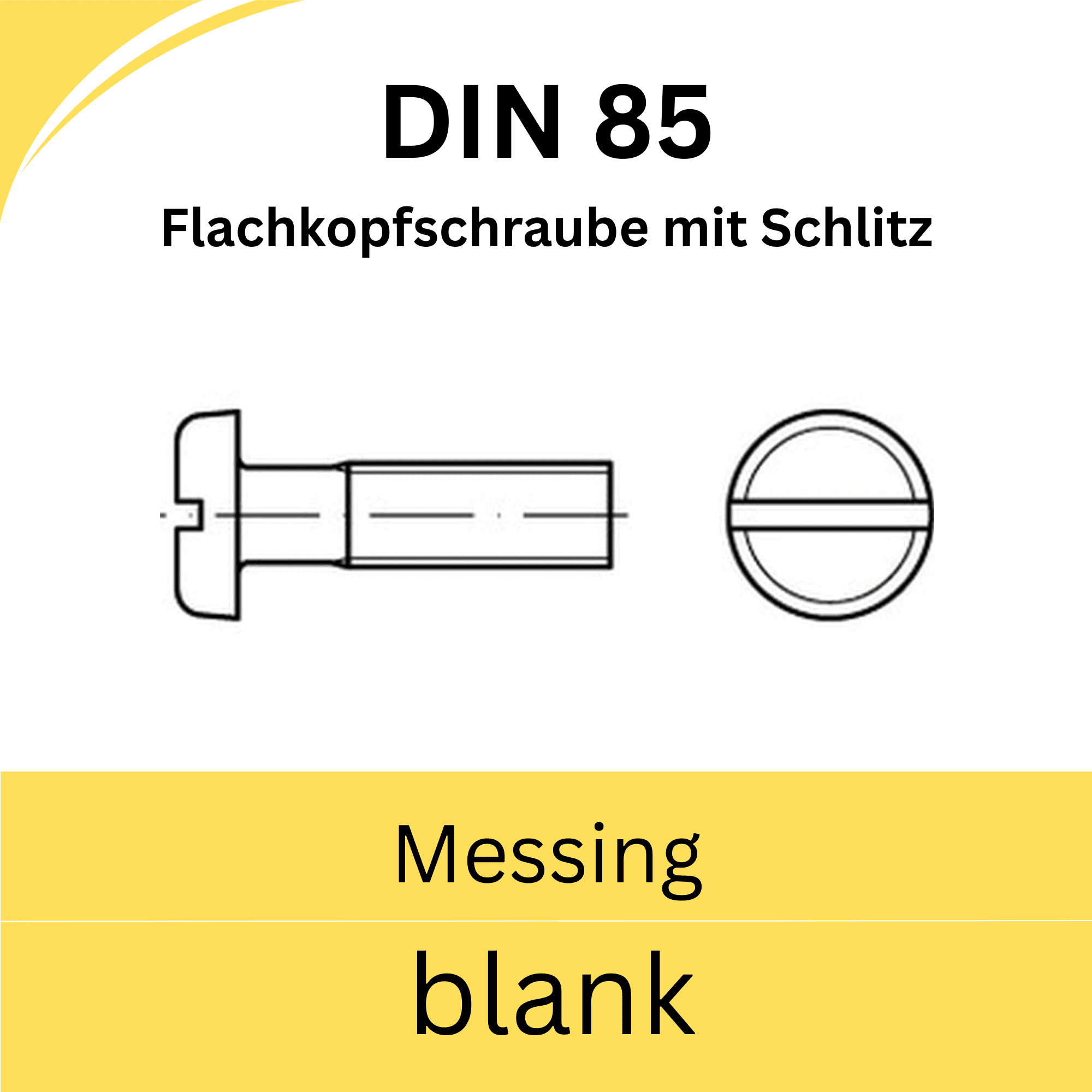 Bild von ➤ Kategorie: DIN 85 Flachkopfschraube mit Schlitz (Messing blank)