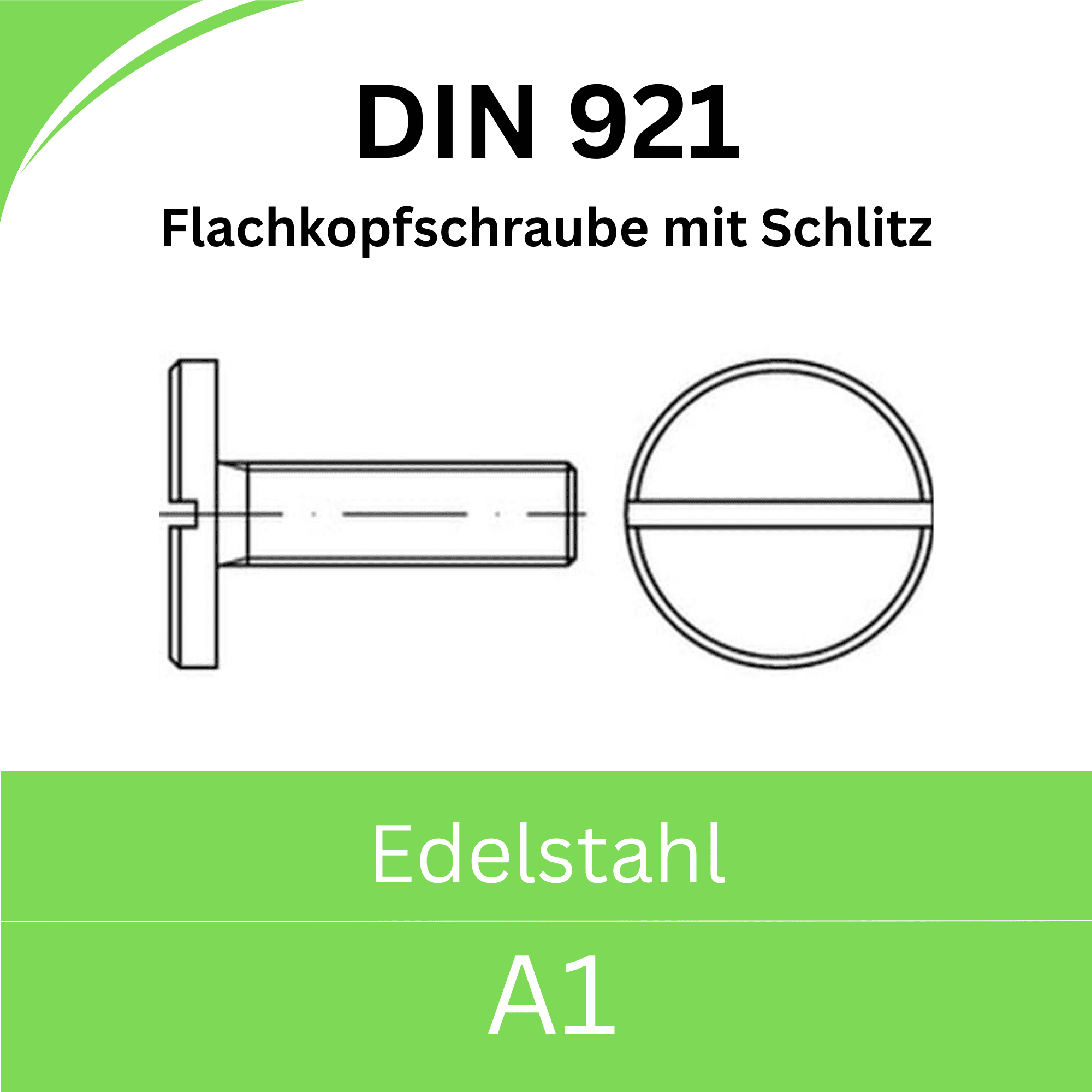Bild von ➤ Kategorie: DIN 921 - Flachkopfschrauben mit Schlitz (Edelstahl A1)