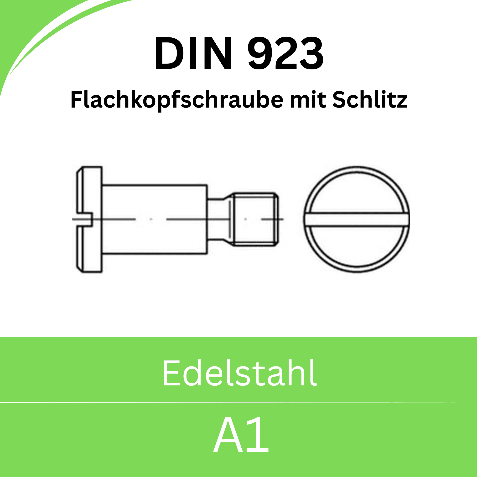 Bild von ➤ Kategorie: DIN 923 - Flachkopfschrauben mit Schlitz (Edelstahl A1)