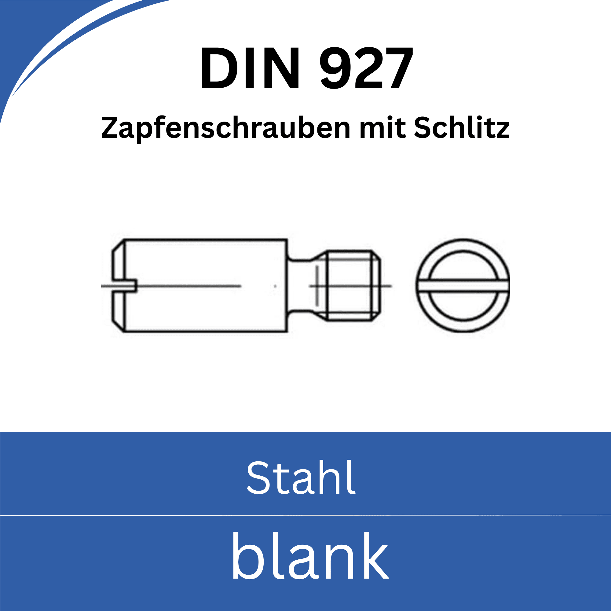 Bild von DIN 927 ➤ Zapfenschrauben - Zapfenstifte mit Schlitz