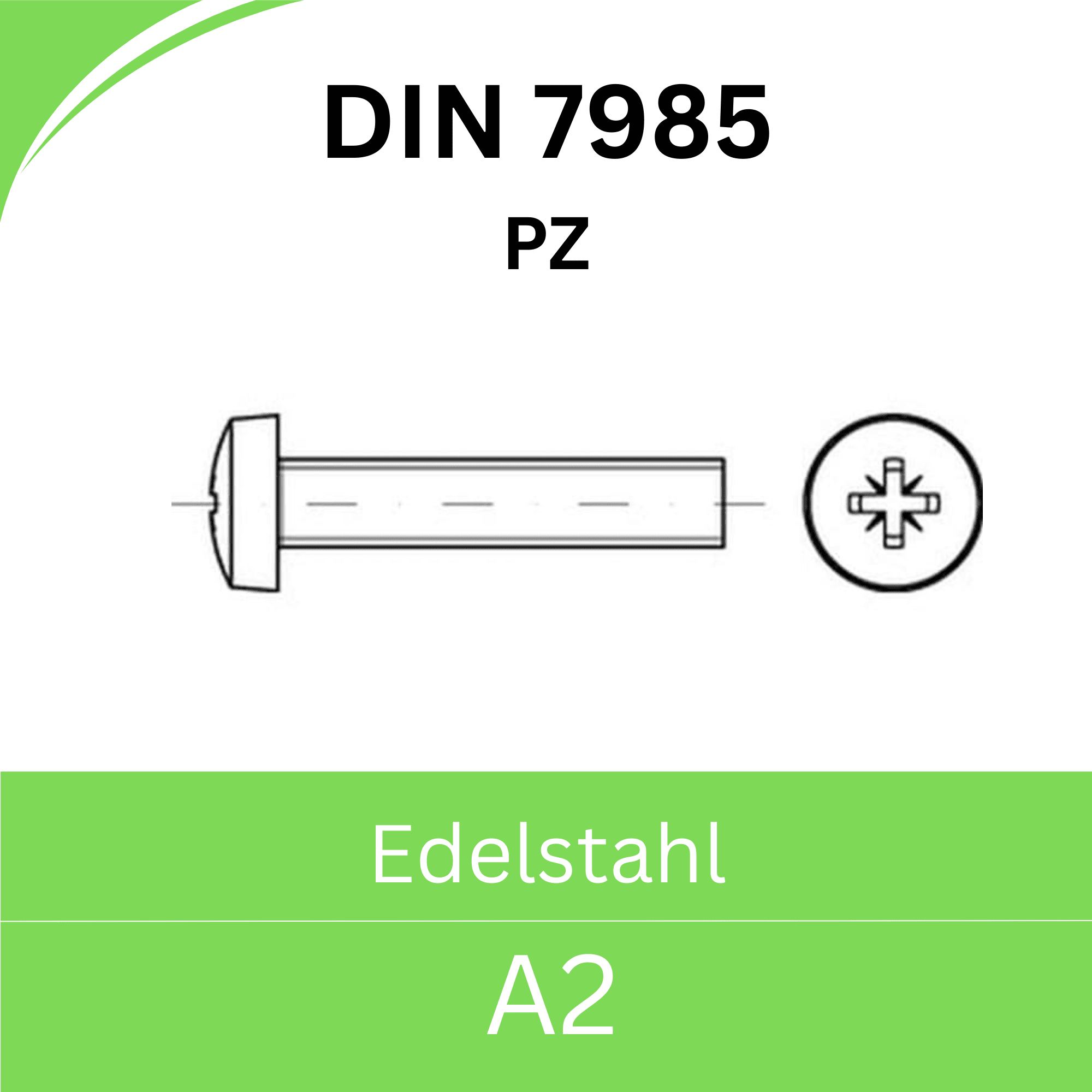 Bild von ➤ Kategorie: DIN 7985 Linsenkopfschraube mit Kreuzschlitz (Edelstahl A2) - PZ